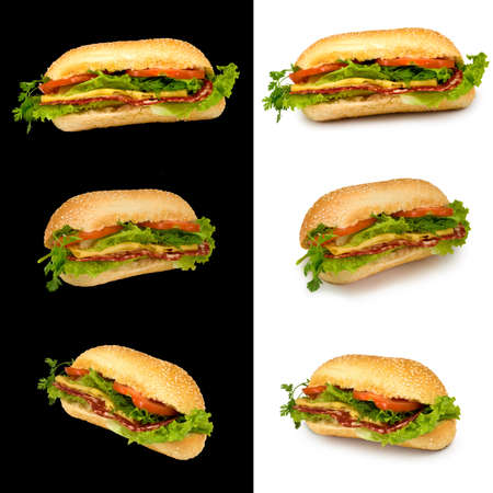 Isolated image of a sandwich on a black and white backgroundの写真素材