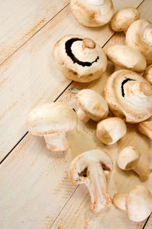 image of mushrooms champignon on the table closeupの写真素材