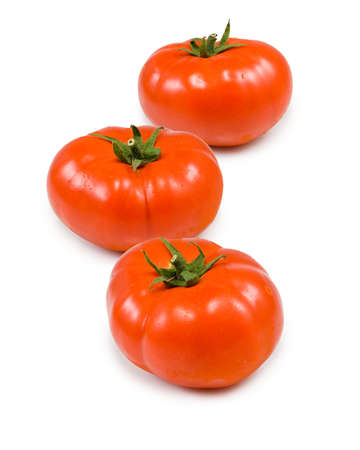 isolated image of three tomatots on white background   の写真素材