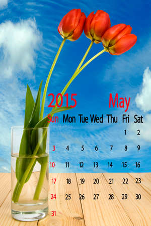 2015 Calendar. May. Beautiful tulipの写真素材