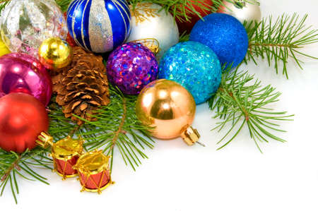 Isolated image of a different Christmas decorations on a white background closeupの写真素材