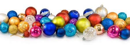 Isolated image of many Christmas tree decorations closeupの写真素材