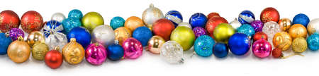Isolated image of many Christmas tree decorationsの写真素材