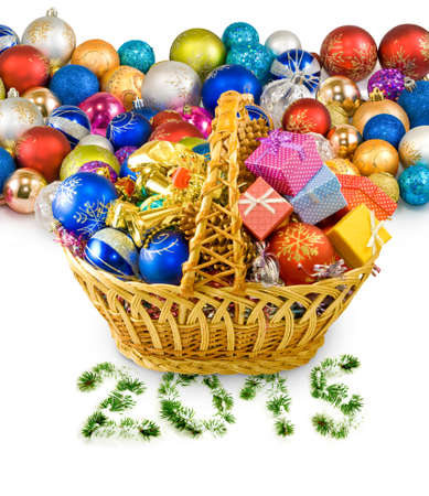 image of a different christmas decoration on a white backgroundの写真素材