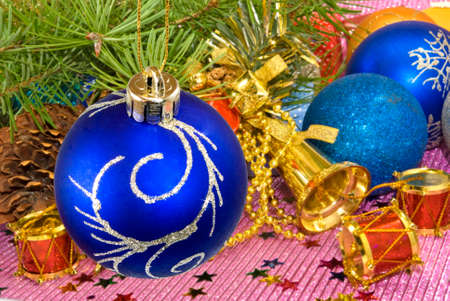 beautiful colorful Christmas decorations closeupの写真素材