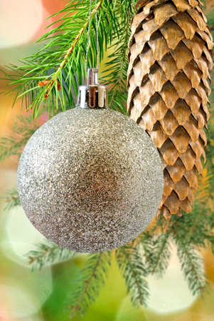 Christmas toys on a multicolored backgroundの写真素材