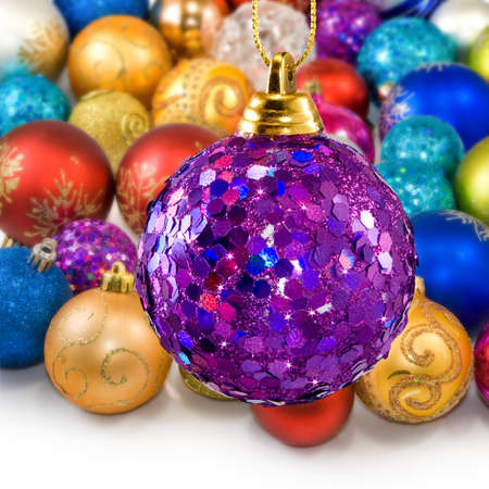 image of colorful Christmas decorations closeupの写真素材