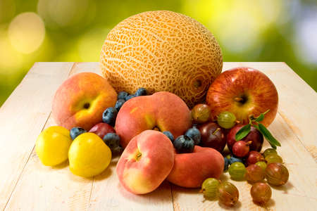 image of different fruits on the tableの写真素材