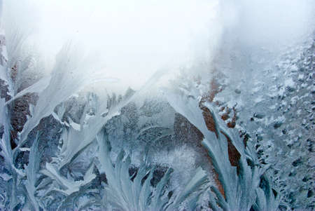 winter frost on the window as backgroundの写真素材