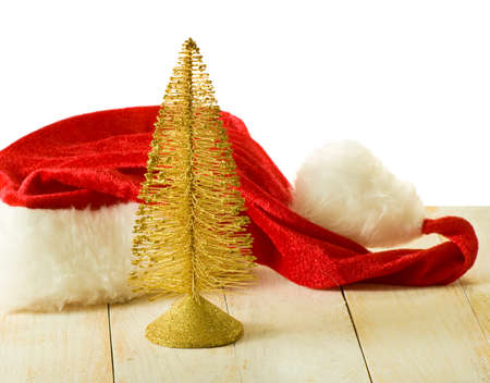 image of the Christmas tree and Santa Clause hatの写真素材