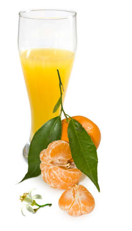 Isolated image of juice and tangerineの写真素材