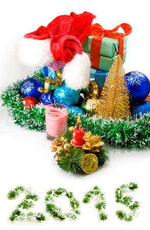 Christmas decoration on white backgroundの写真素材
