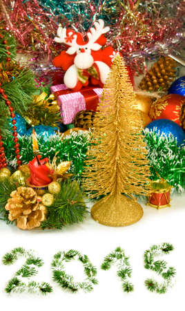 Christmas decoration on white backgroundの写真素材