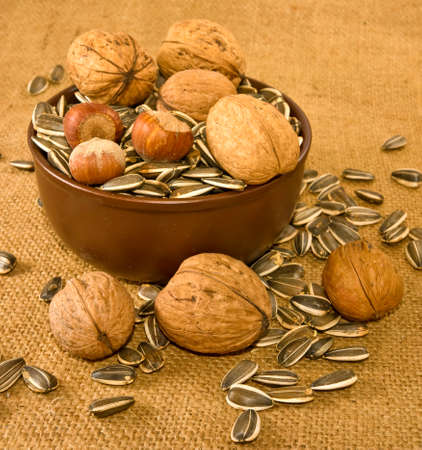 various nuts and seeds in a bowl