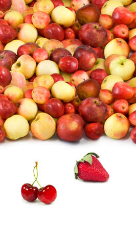 image of  fruit and berries on a white backgroundの写真素材