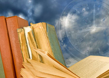 Image of several books standing on a bookshelfの写真素材