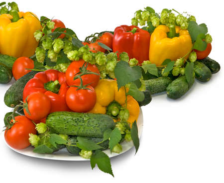 Isolated image of vegetables on the plateの写真素材