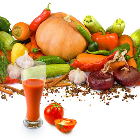 Isolated image of different vegetables on a white backgroundの写真素材