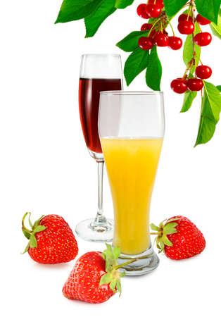 Isolated image of juice, wine and fruit closeupの写真素材