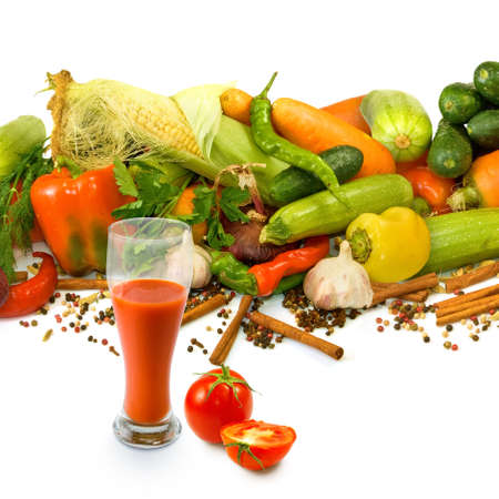 image of different vegetables on a white backgroundの写真素材