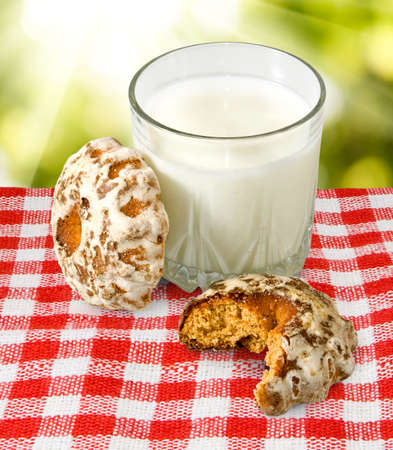 image of milk and cookies on a white backgroundの写真素材