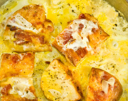 image of delicious buns with sausage and cheese closeupの写真素材