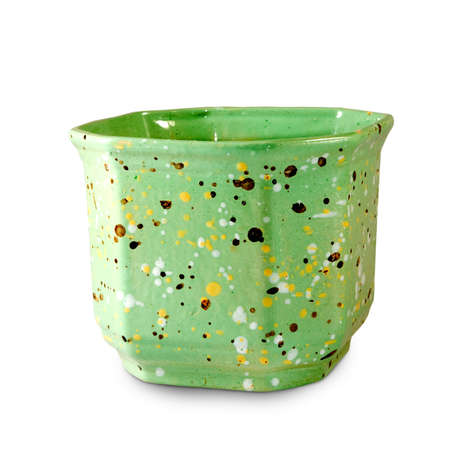 Flower pots isolated on white background closeupの写真素材