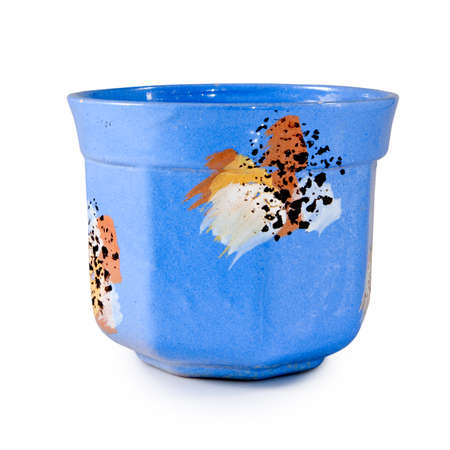 image of a blue flower pots isolatedの写真素材