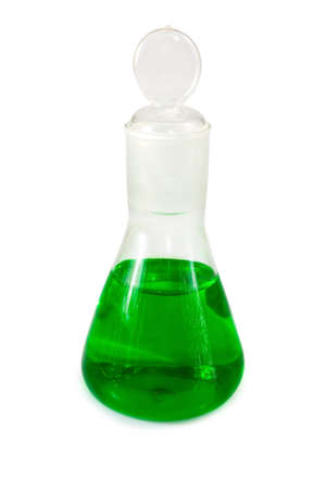 Image flasks with a reagent on a white backgroundの写真素材