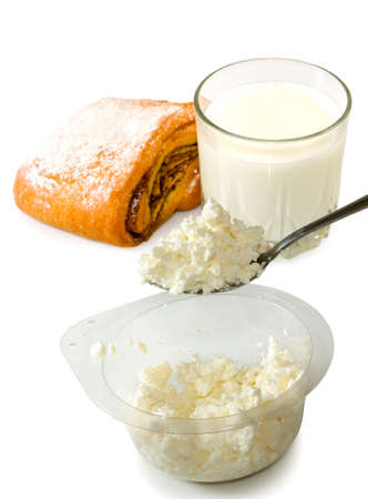 Isolated image of milk, cheese and bunsの写真素材