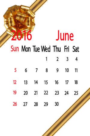 calendar for the month of èþëü on  yellow bow  backgroundの写真素材