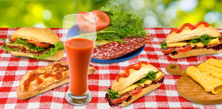 various sandwiches on the table closeupの写真素材