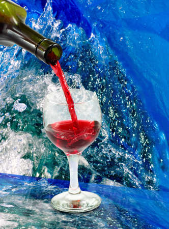 image of glasses and bottles of wineの写真素材