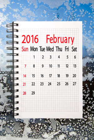 calendar for the month of February on backgroundの写真素材