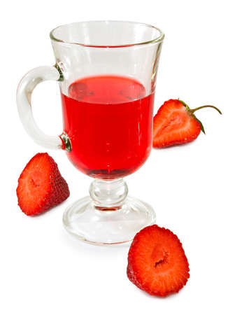 image of a glass of strawberry juice and strawberryの写真素材