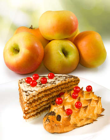 Image of apples and sweets on  sunlight backgroundの写真素材