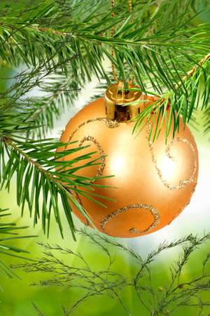 Christmas decorations on the Christmas tree close-upの写真素材