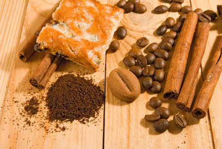 image of cookies, anise stars, coffee beans closeupの写真素材