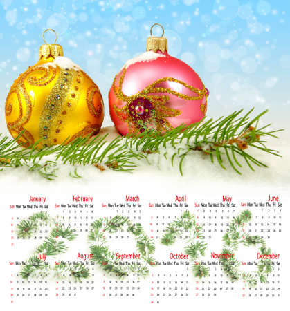 2016 calendar.Image of Christmas decorations closeupの写真素材