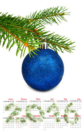 2016 calendar. isolated Image of Christmas ball close-upの写真素材
