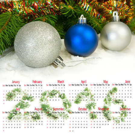 2016 calendar.Image of many Christmas balls closeupの写真素材