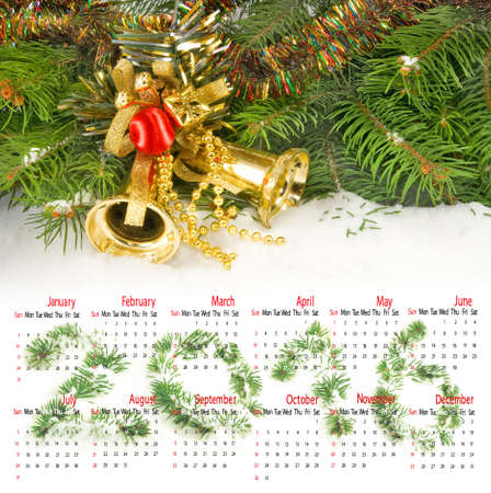 2016 calendar.Image of Christmas bellsの写真素材