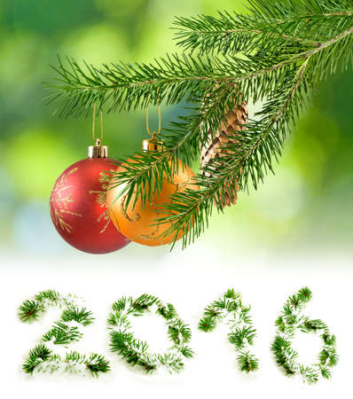 image of Christmas decorations on a green background