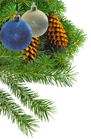 christmas balls on the christmas tree close-upの写真素材