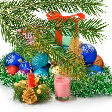 different image of Christmas decorations and Christmas tree close-upの写真素材