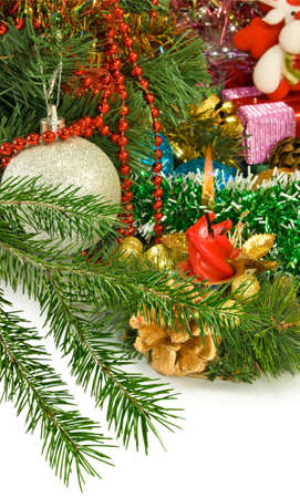 beautiful Christmas decorations and Christmas tree close-upの写真素材