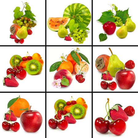 Isolated image of many different ripe fruitsの写真素材