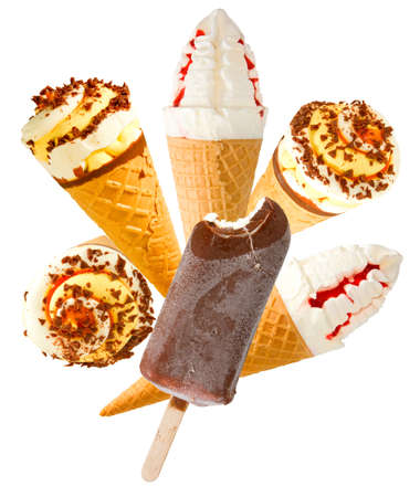 Isolated image of many delicious ice cream close-upの写真素材