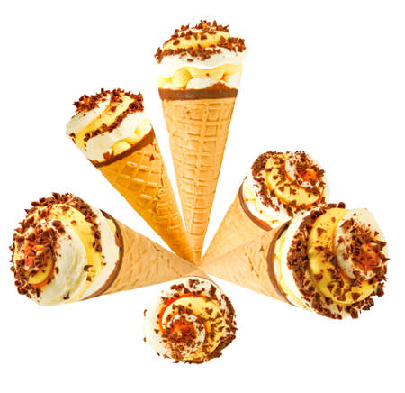 Isolated image of many delicious ice cream closeupの写真素材