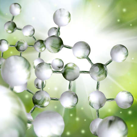 Image of molecular structure on a green background close-upの写真素材